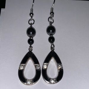 O.O.A.K. Black Rhinestone Drop Earrings